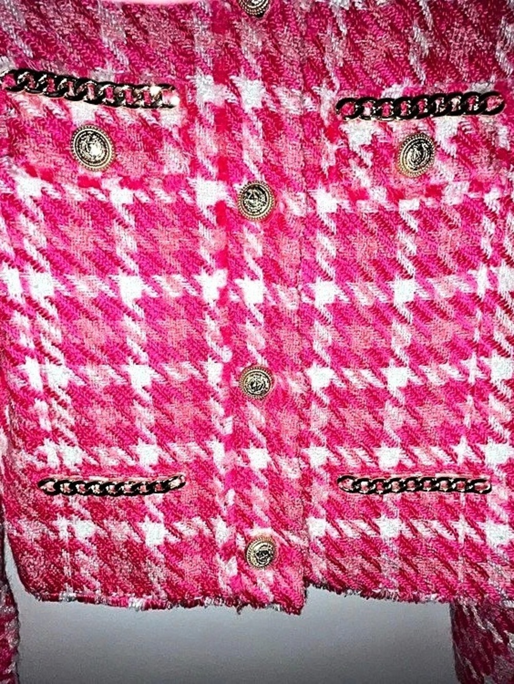Generation Love Kristen Tweed Jacket Pink & White Small - Picture 6 of 13